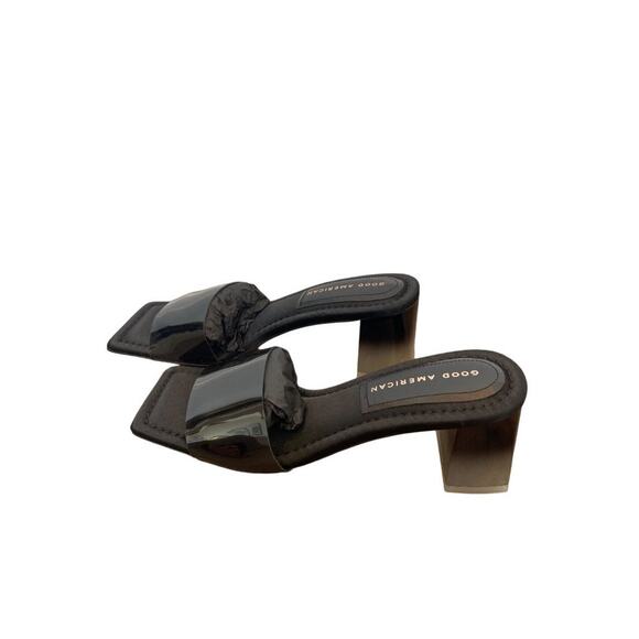 Good American Black and Clear Block Heel Sandals - Picture 4 of 9